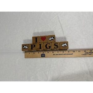 Home Interior 2 Piece Wooden Blocks I Love; Dolls, Bears, Pigs or Cows‎